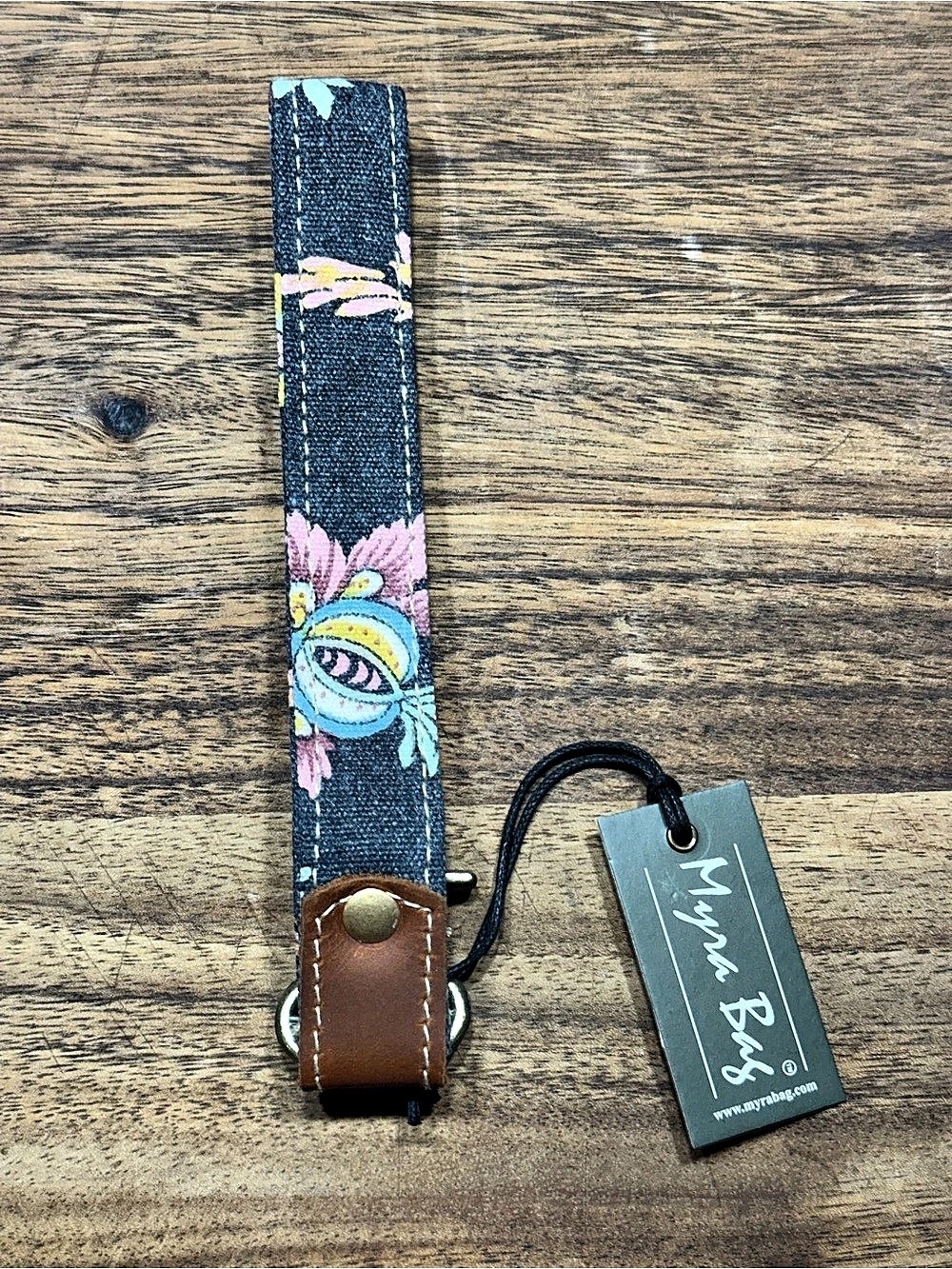 Myra Bag Joy Key Fob Floral Blue & Brown NWT